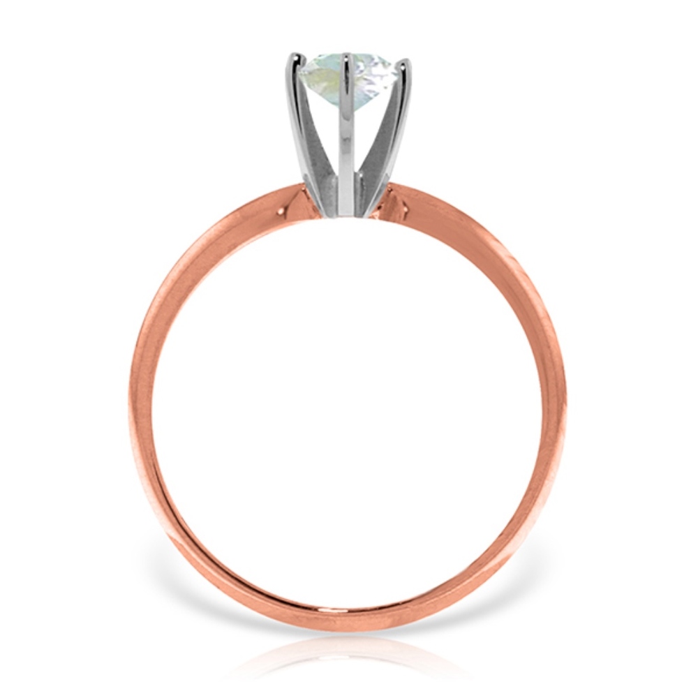 SOLID GOLD SOLITAIRE RING WITH NATURAL AQUAMARINE - Picture 2 of 5